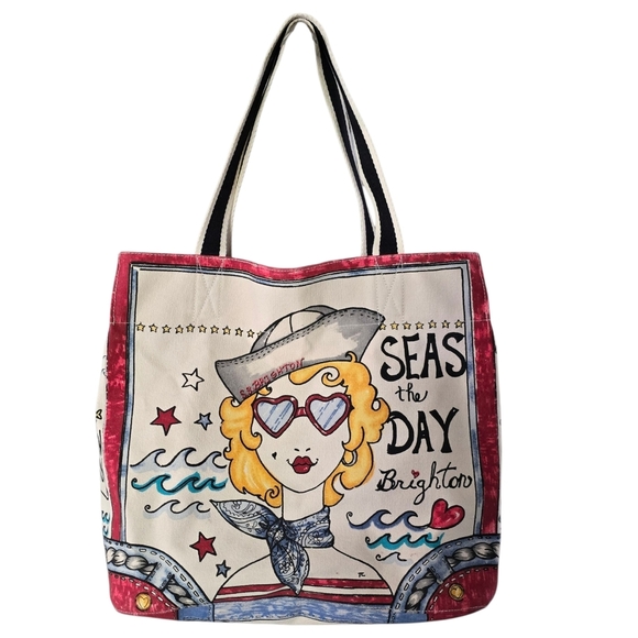 Brighton Handbags - Brighton “Seas the Day” Canvas Tote Bag – Anchor Love Print